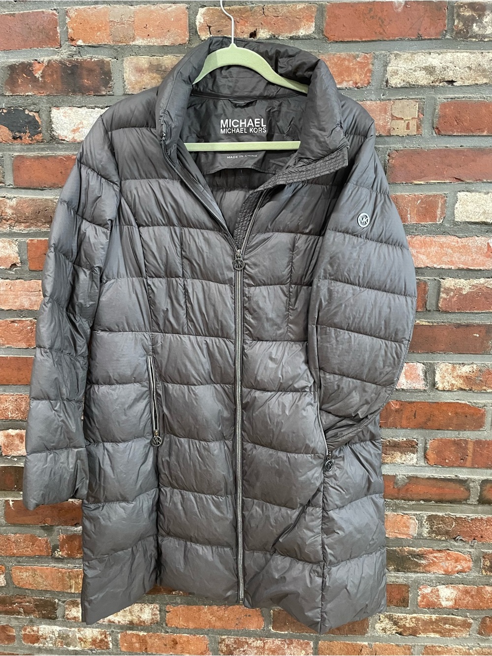Michael Kors Women's Gray Quilted Long Puffer Coat